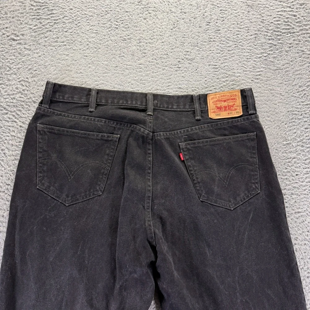 Vintage Levi's 560 Jeans Men's 42x30 Black Cotton Denim Straight Workwear Retro